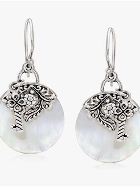 Ross-Simons Mother-of-Pearl Bali-style Sea Turtle Earrings Sterling Silver NWT